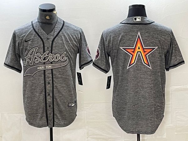 Men Houston Astros Blank Grey 2024 Nike Co Branding Game MLB Jersey style 2